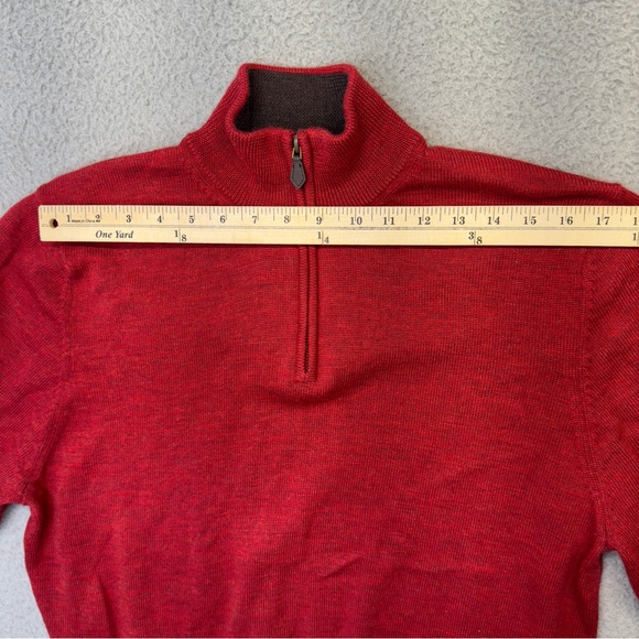 Brooks Brothers Merino Wool Sweater Mens Large Red 1/4 Zip Pullover Wool Jumper - Picture 7 of 11